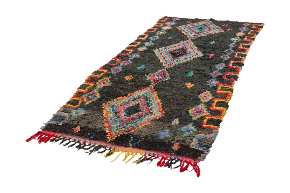 Marokkanischer Berber Teppich Boucherouite 285 x 120 cm