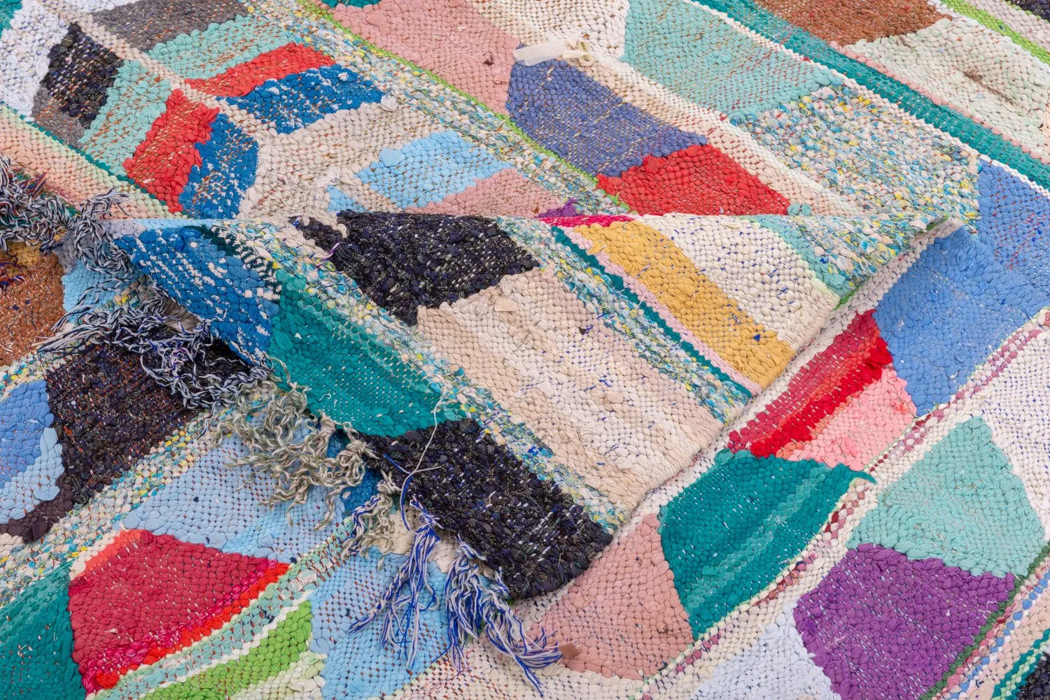 Marokkanische Berber Teppich Boucherouite 250 x 130 cm