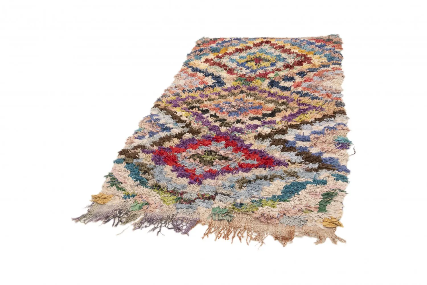 Marokkanische Berber Teppich Boucherouite 230 x 125 cm