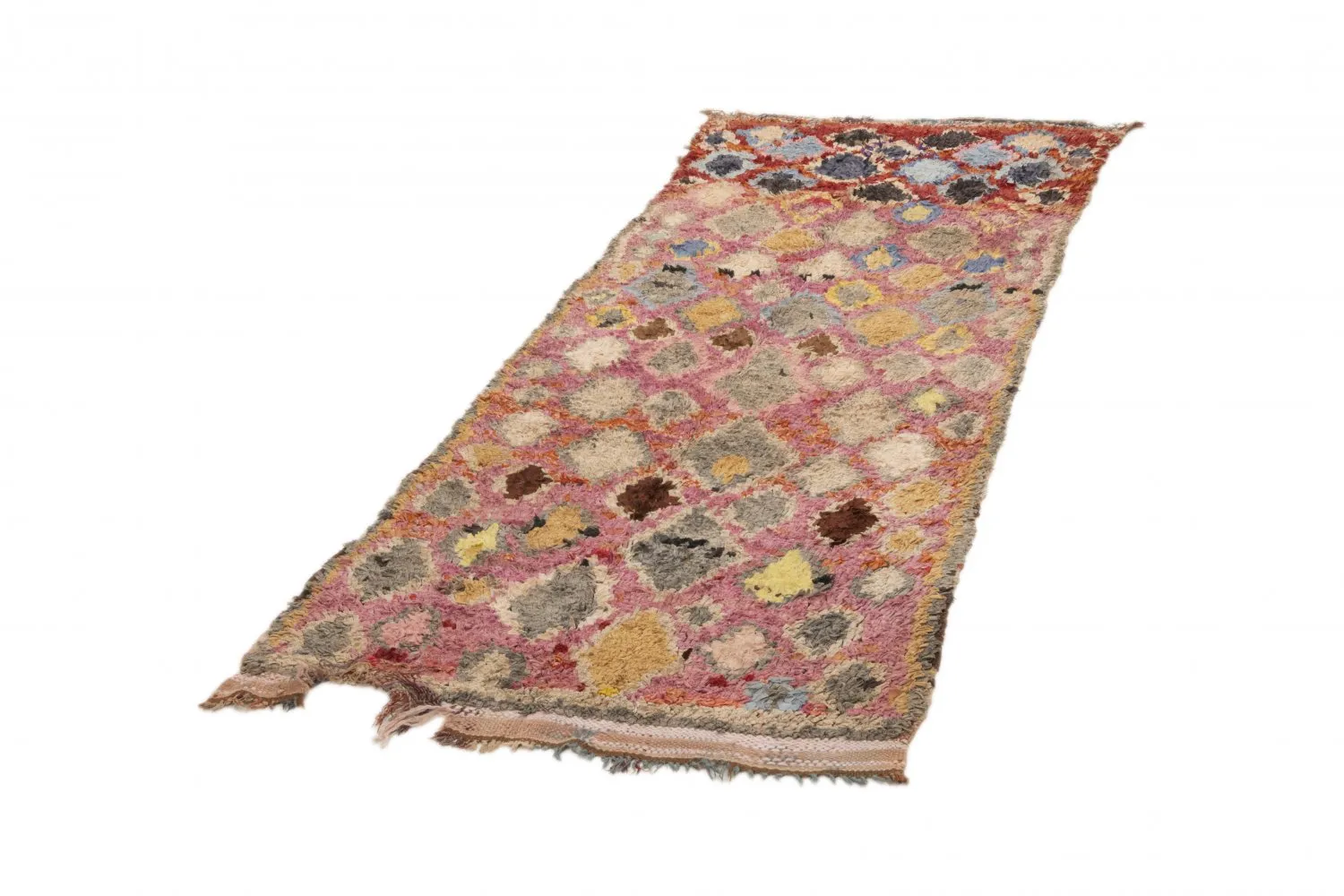 Marokkanische Berber Teppich Boucherouite 255 x 100 cm