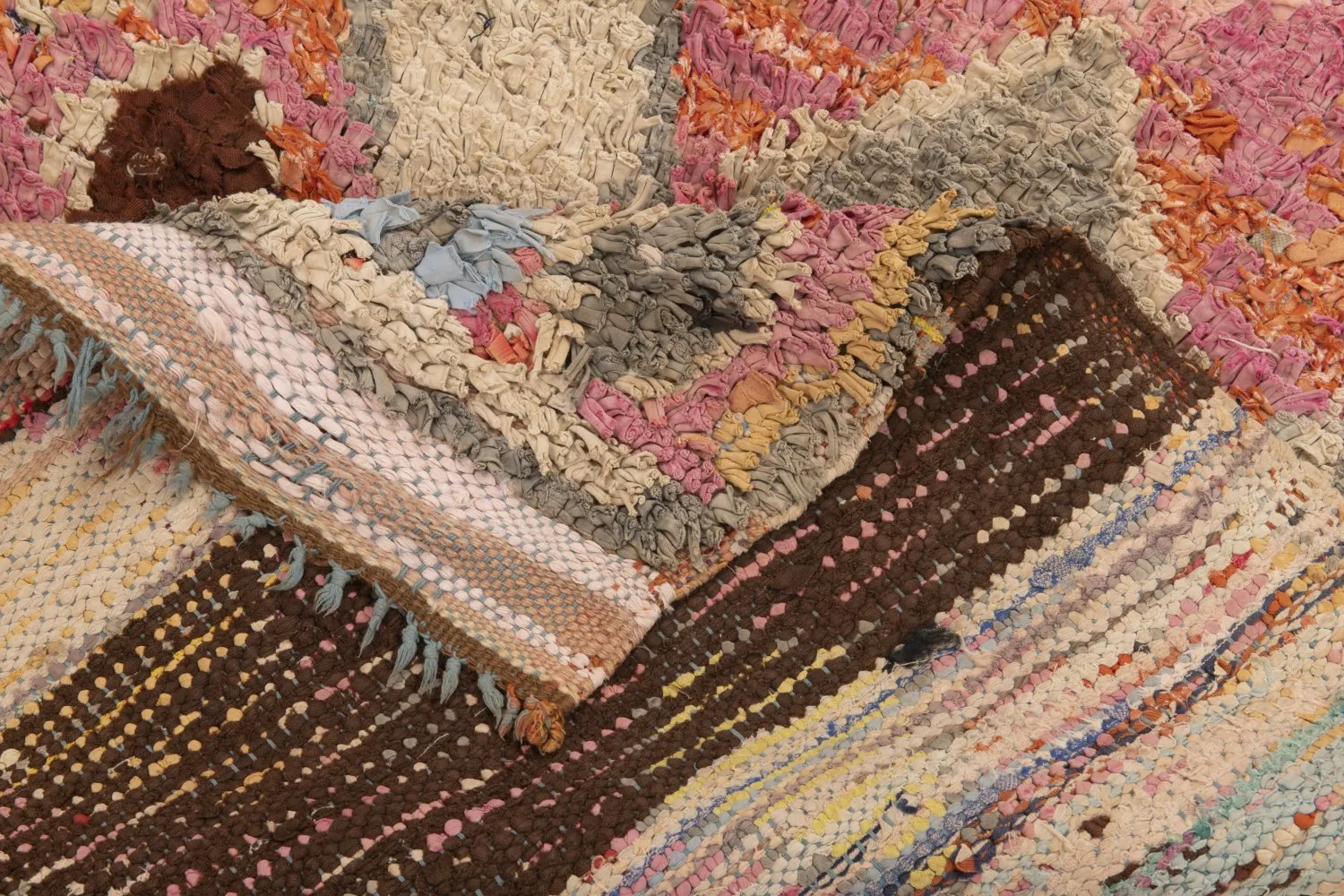Marokkanische Berber Teppich Boucherouite 255 x 100 cm