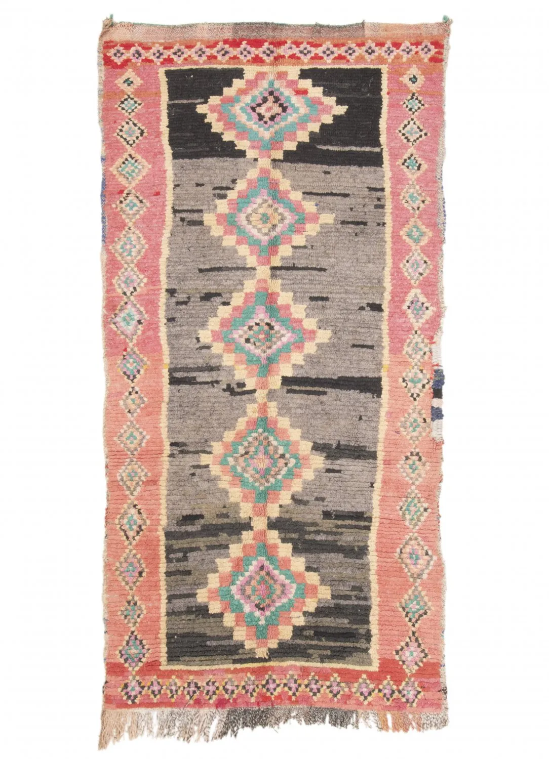 Marokkanische Berber Teppich Boucherouite 225 x 105 cm