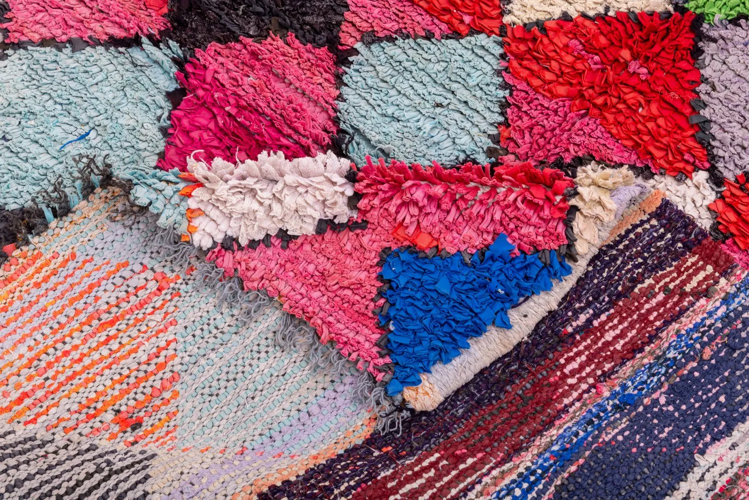 Marokkanischer Berber Teppich Boucherouite 150 x 120 cm