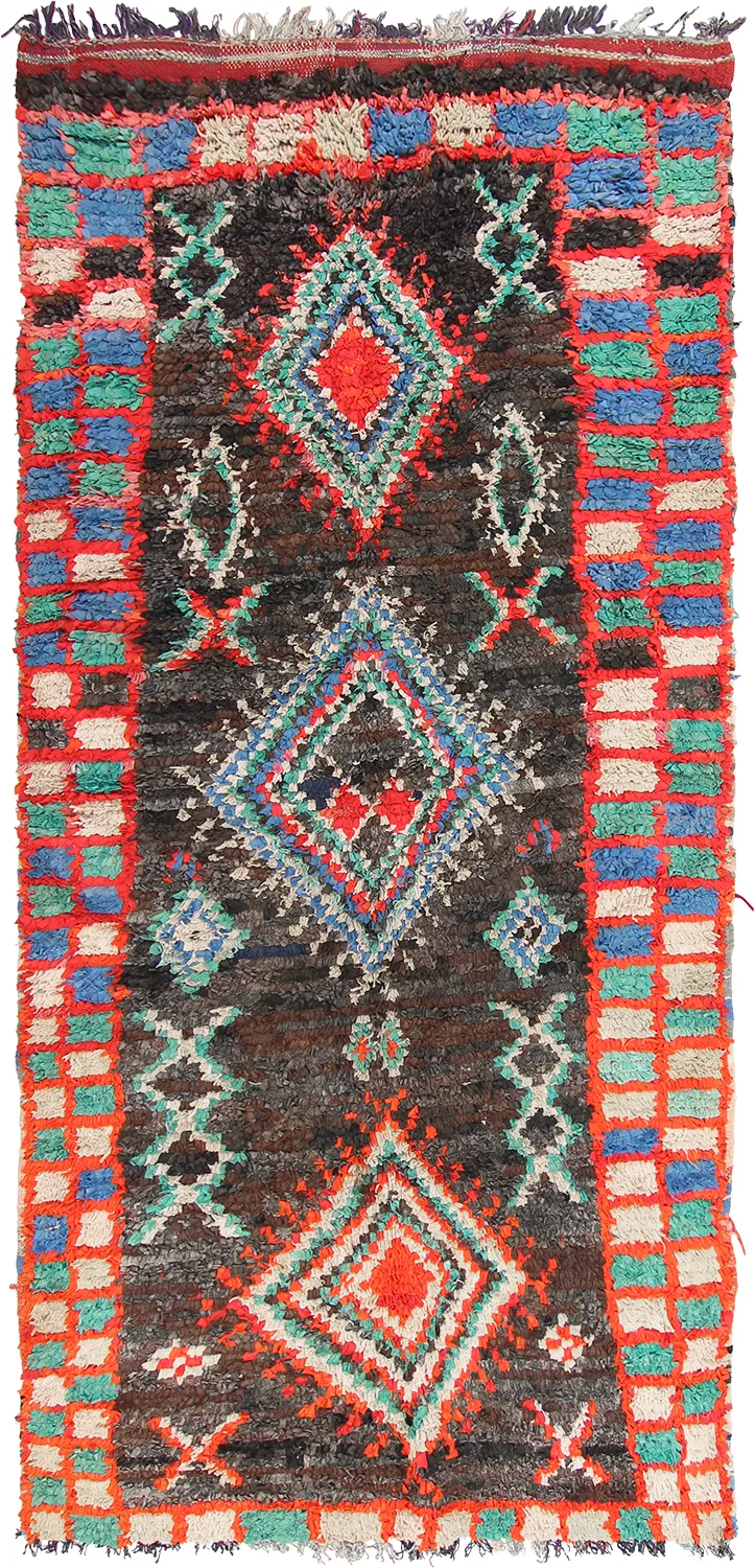 Marokkanischer Berber Teppich Boucherouite 270 x 120 cm