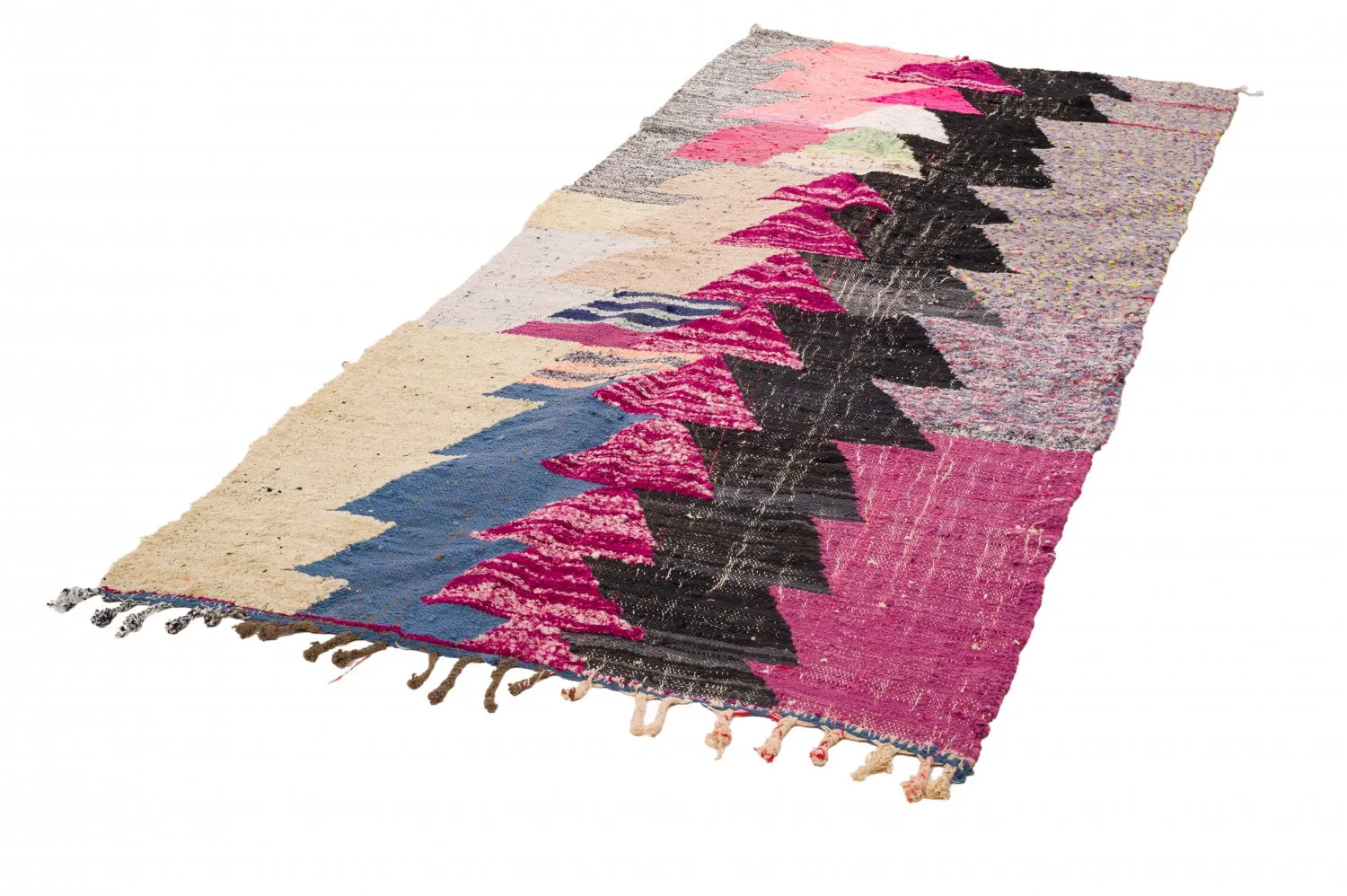 Marokkanischer Berber Teppich Boucherouite 125 x 290 cm