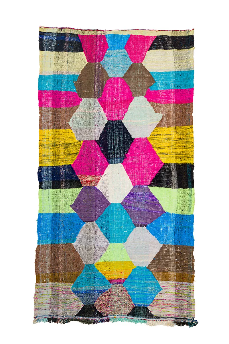 Marokkanischer Berber Teppich Boucherouite 150 x 285 cm