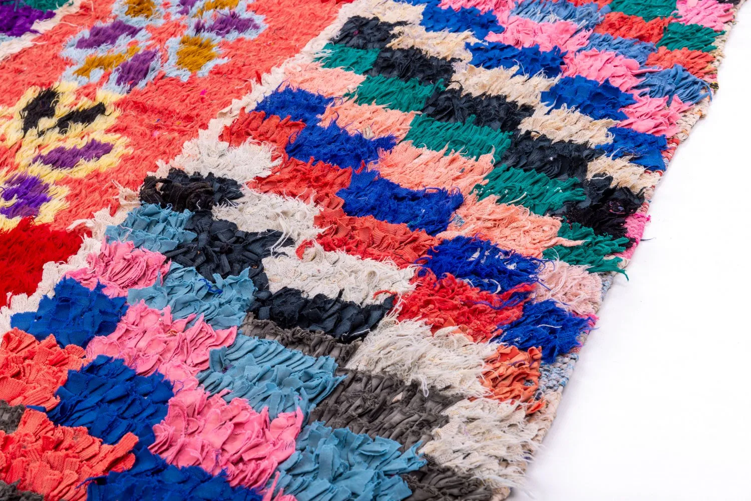 Marokkanischer Berber Teppich Boucherouite 270 x 110 cm
