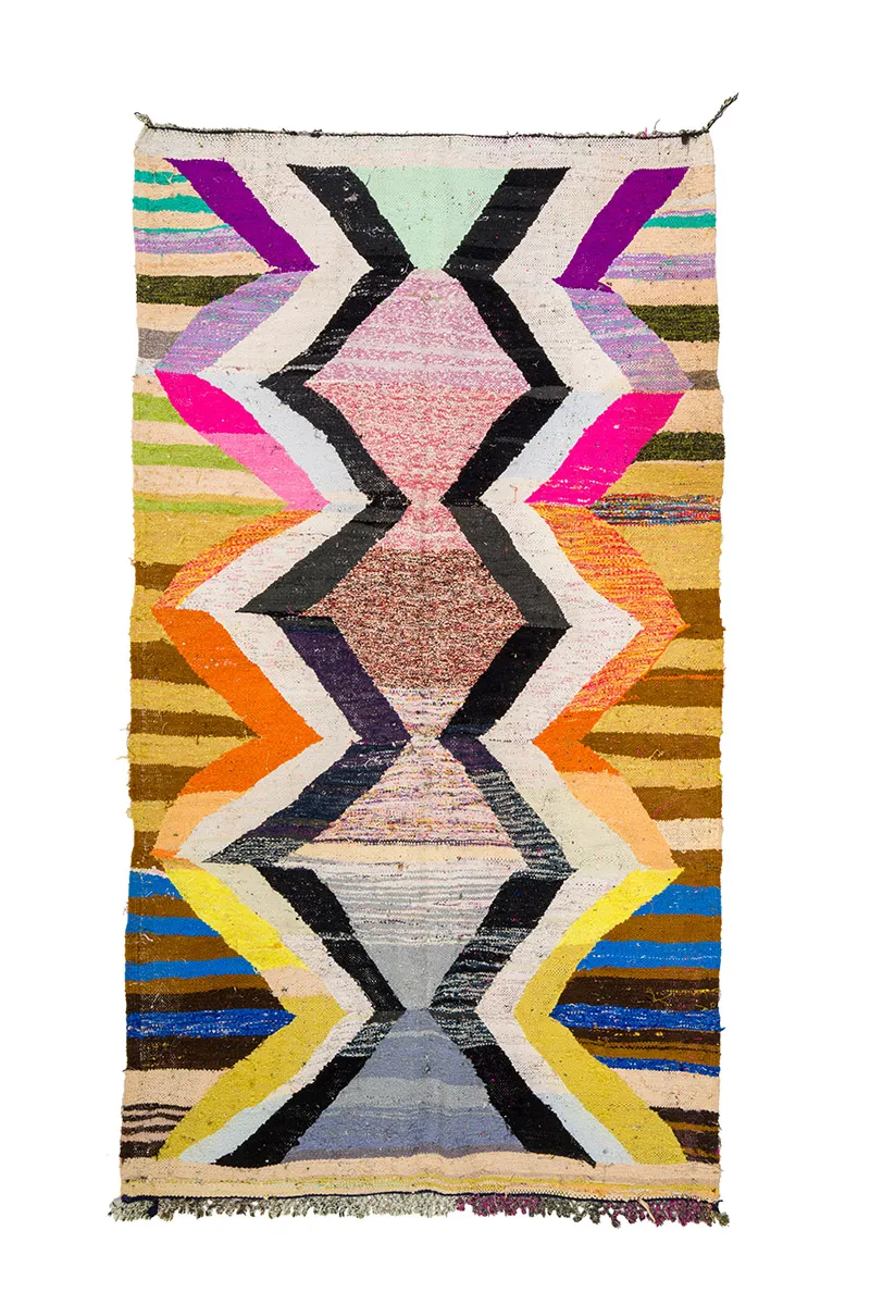 Marokkanischer Berber Teppich Boucherouite 155 x 275 cm