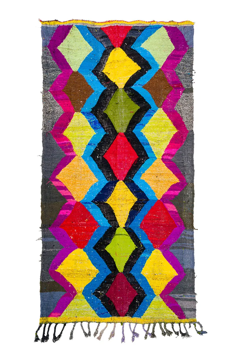 Marokkanischer Berber Teppich Boucherouite 140 x 275 cm