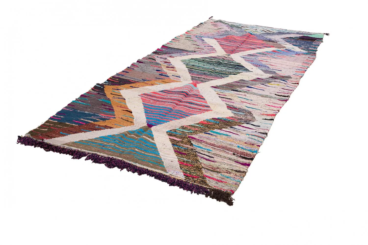 Marokkanischer Berber Teppich Boucherouite 145 x 310 cm
