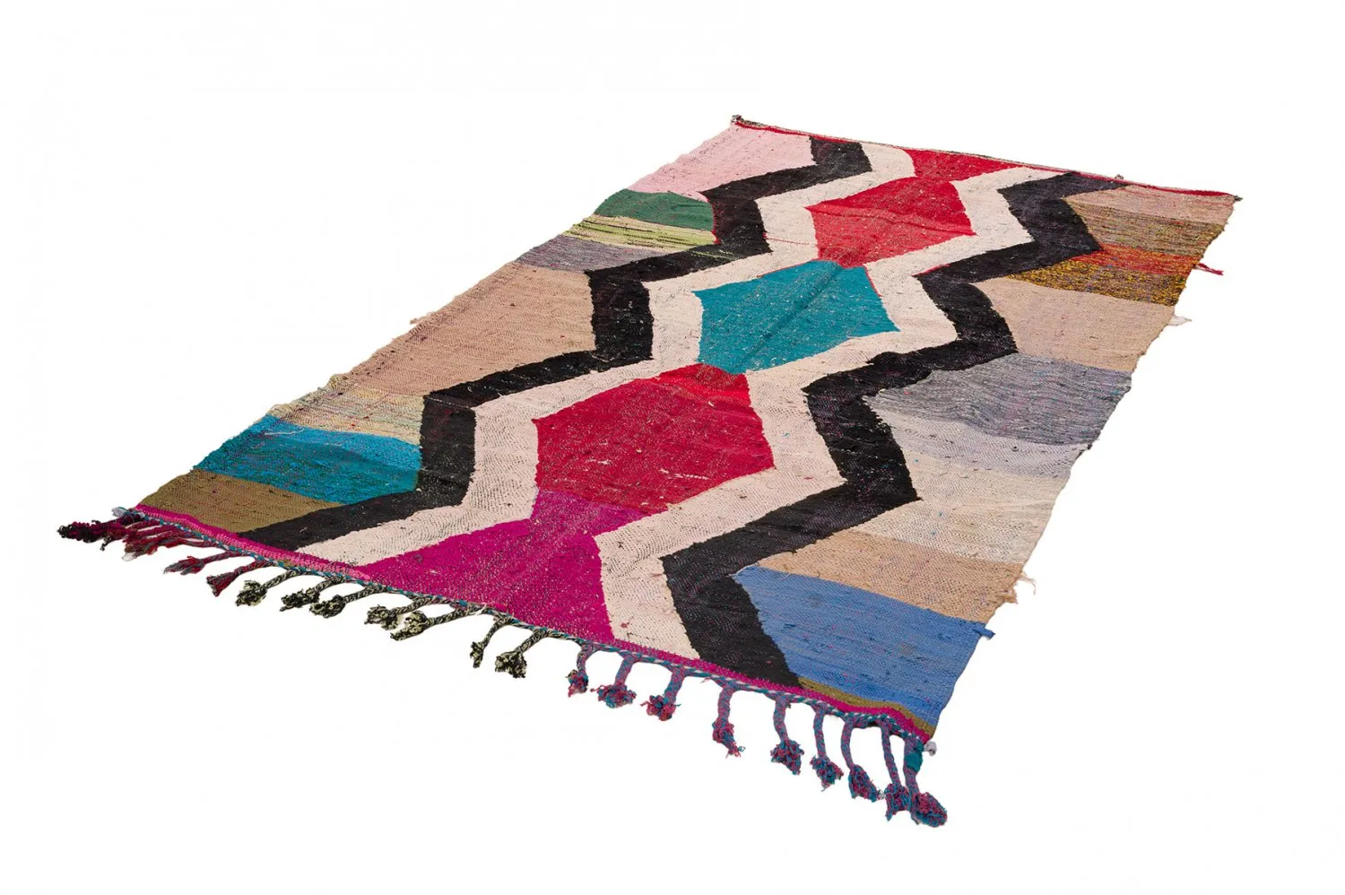 Marokkanischer Berber Teppich Boucherouite 145 x 265 cm
