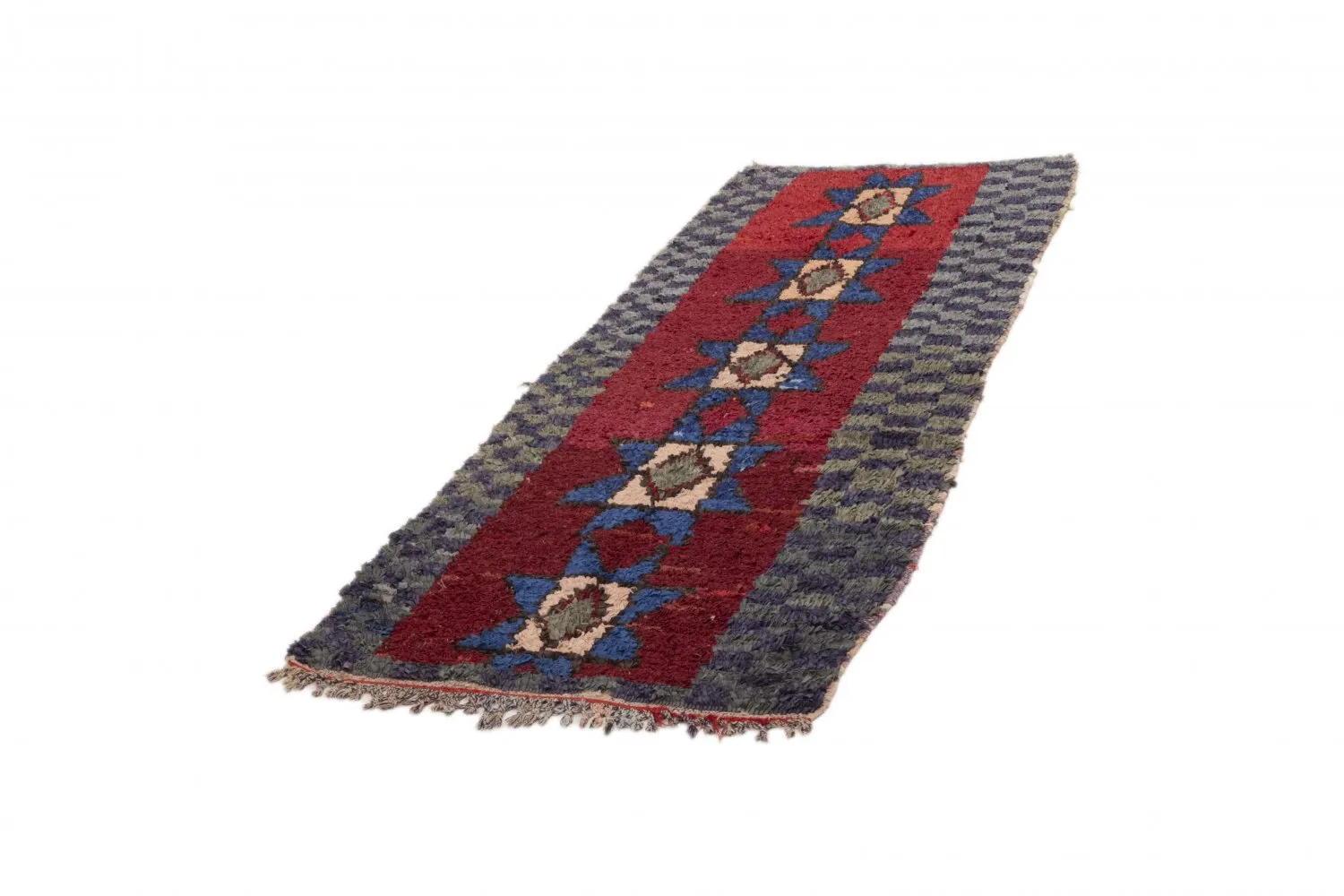 Marokkanische Berber Teppich Boucherouite 230 x 85 cm