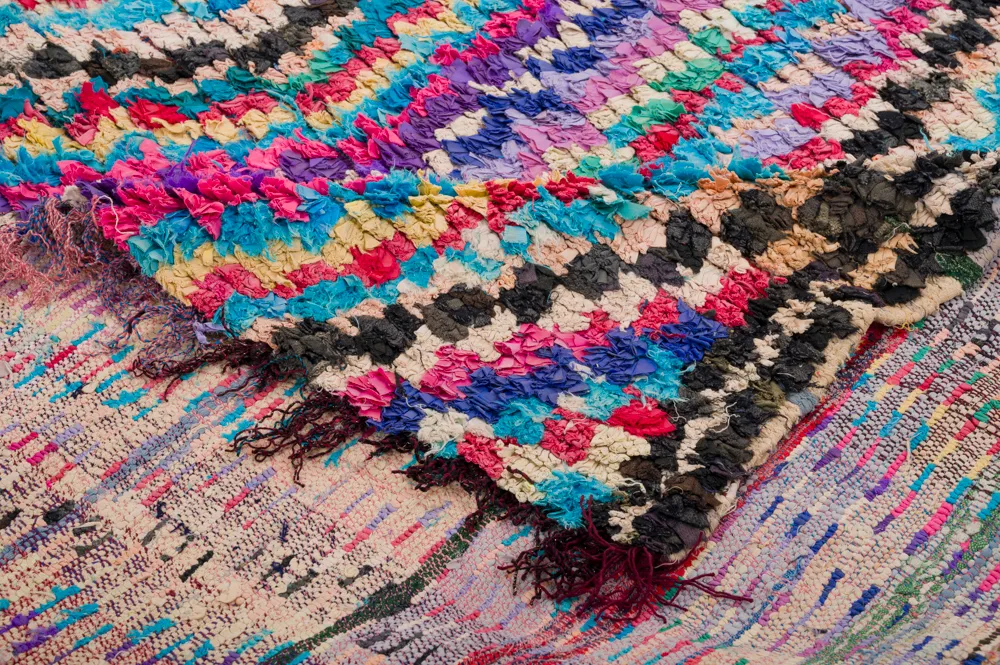 Marokkanischer Berber Teppich Boucherouite 305 x 155 cm