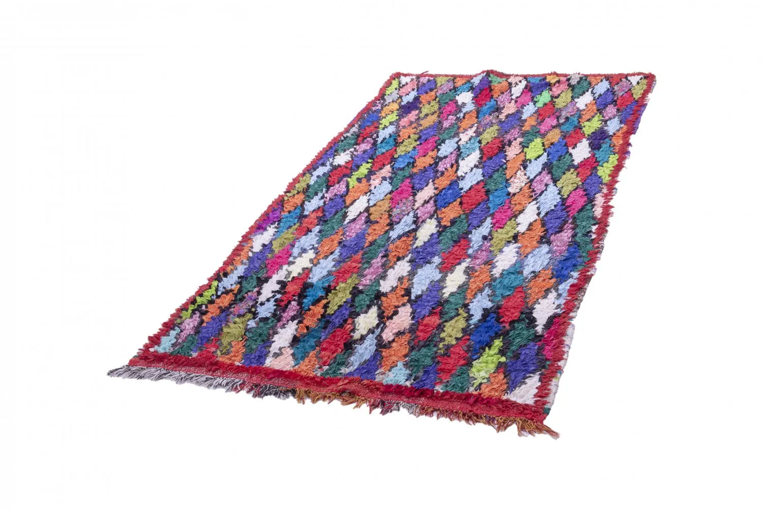 Marokkanische Berber Teppich Boucherouite 230 x 115 cm