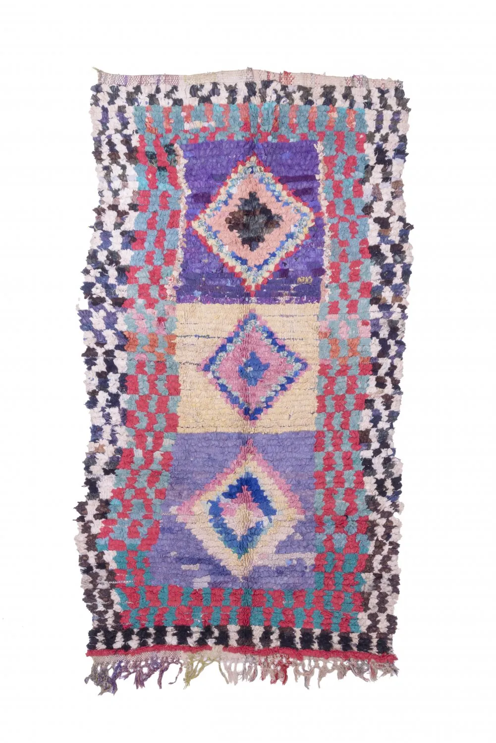 Marokkanische Berber Teppich Boucherouite 225 x 125 cm