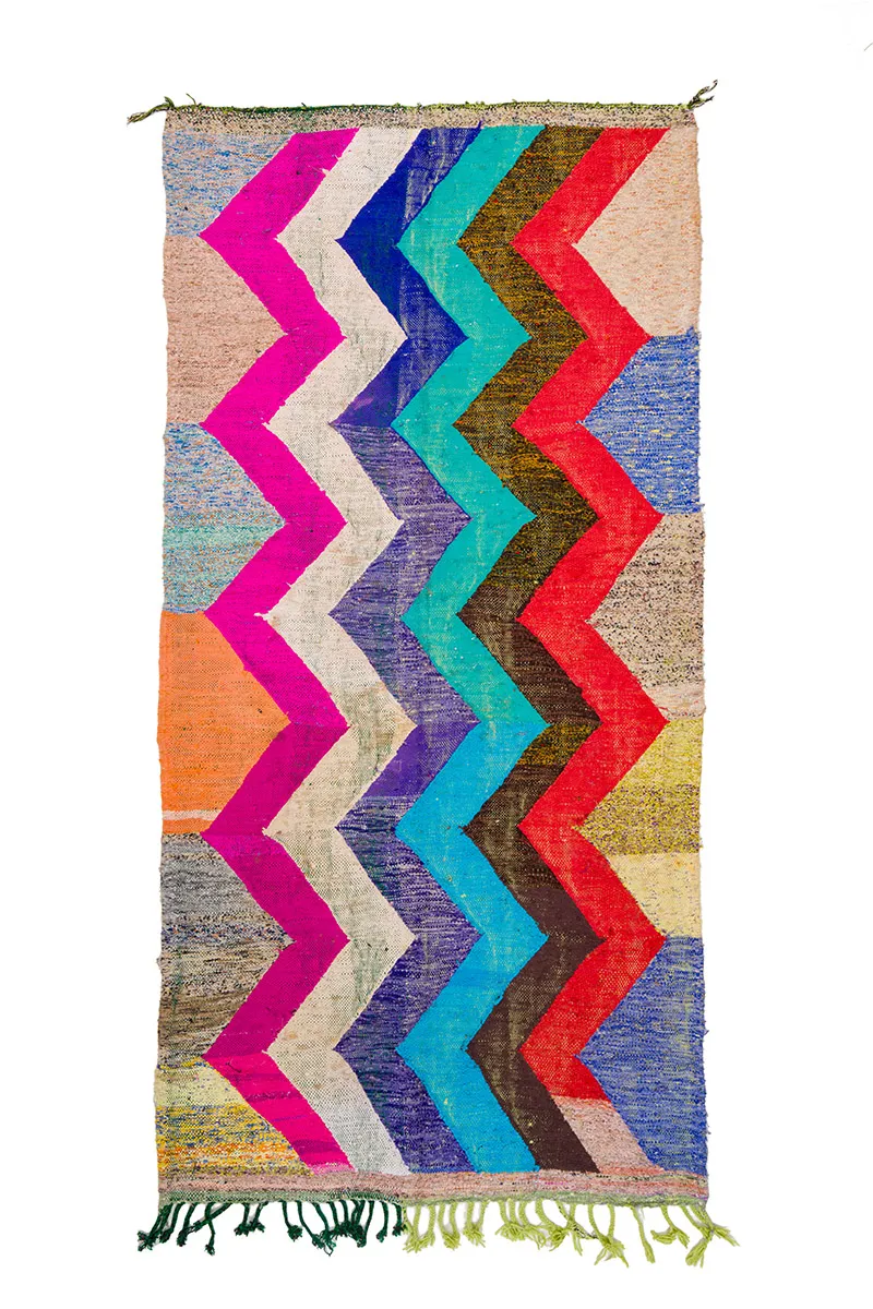 Marokkanischer Berber Teppich Boucherouite 135 x 265 cm