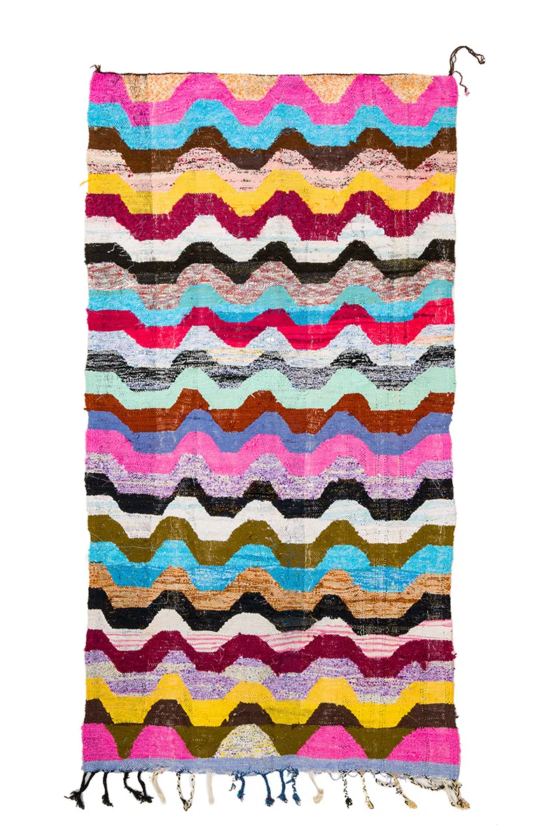 Marokkanischer Berber Teppich Boucherouite 140 x 265 cm
