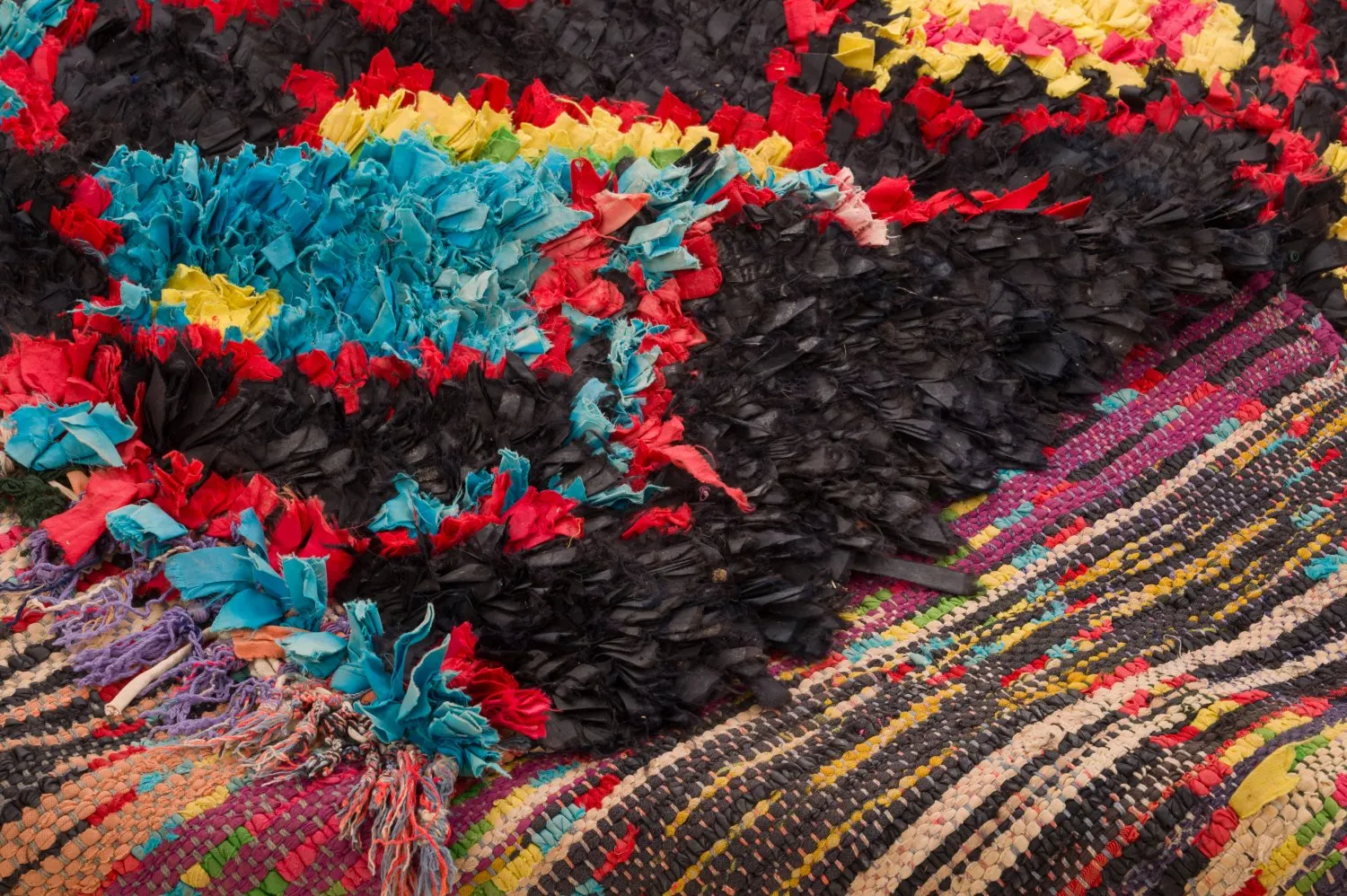 Marokkanischer Berber Teppich Boucherouite 120 x 285 cm