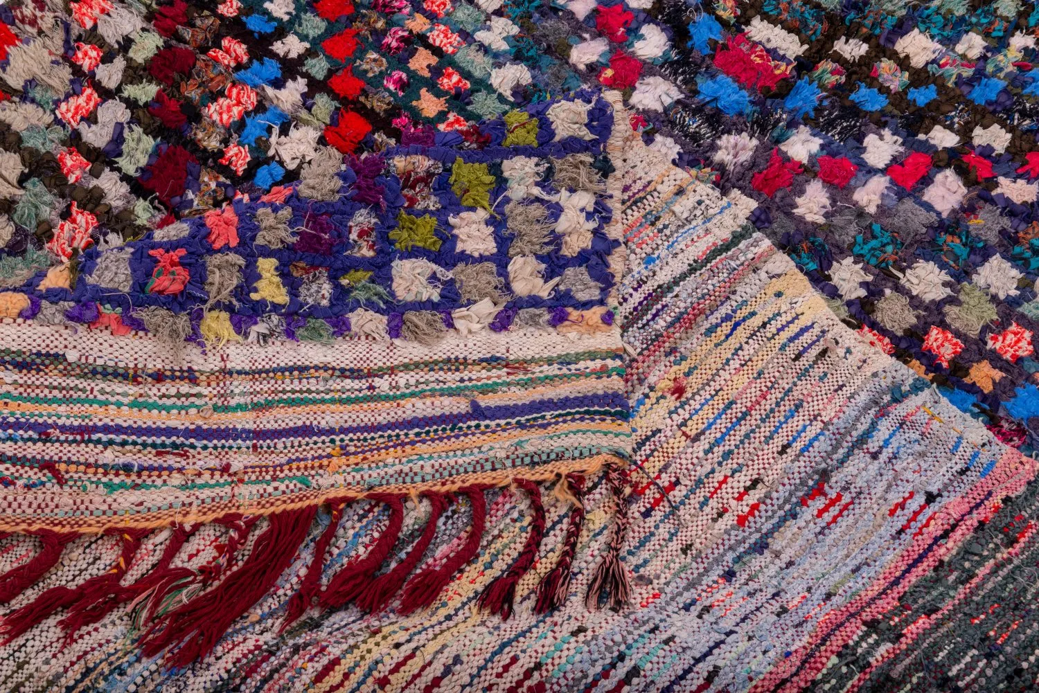 Marokkanische Berber Teppich Boucherouite 230 x 125 cm