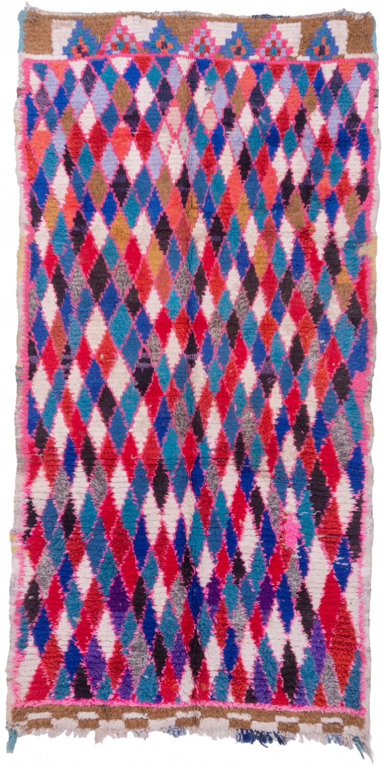 Marokkanische Berber Teppich Boucherouite 220 x 110 cm
