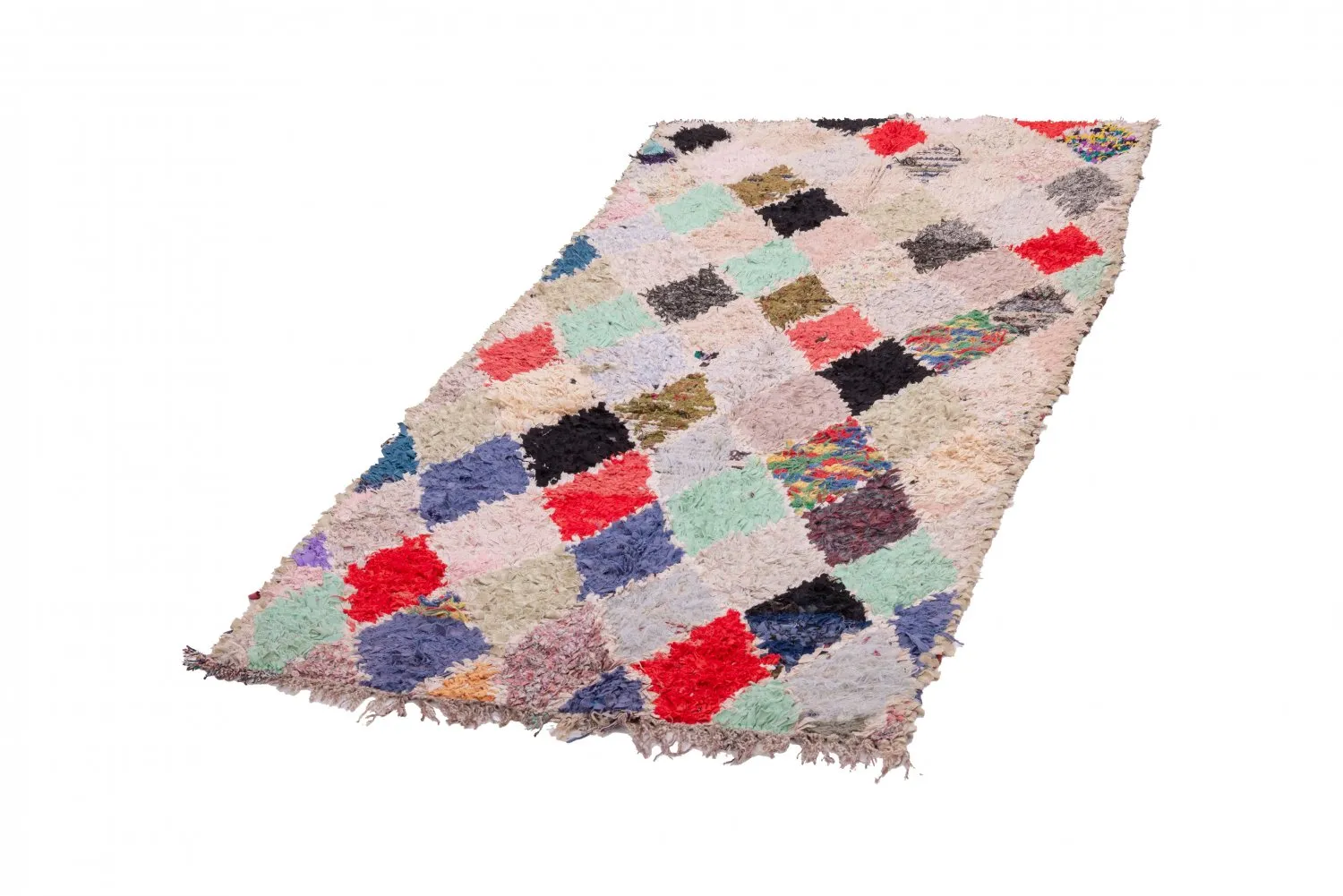 Marokkanische Berber Teppich Boucherouite 240 x 115 cm