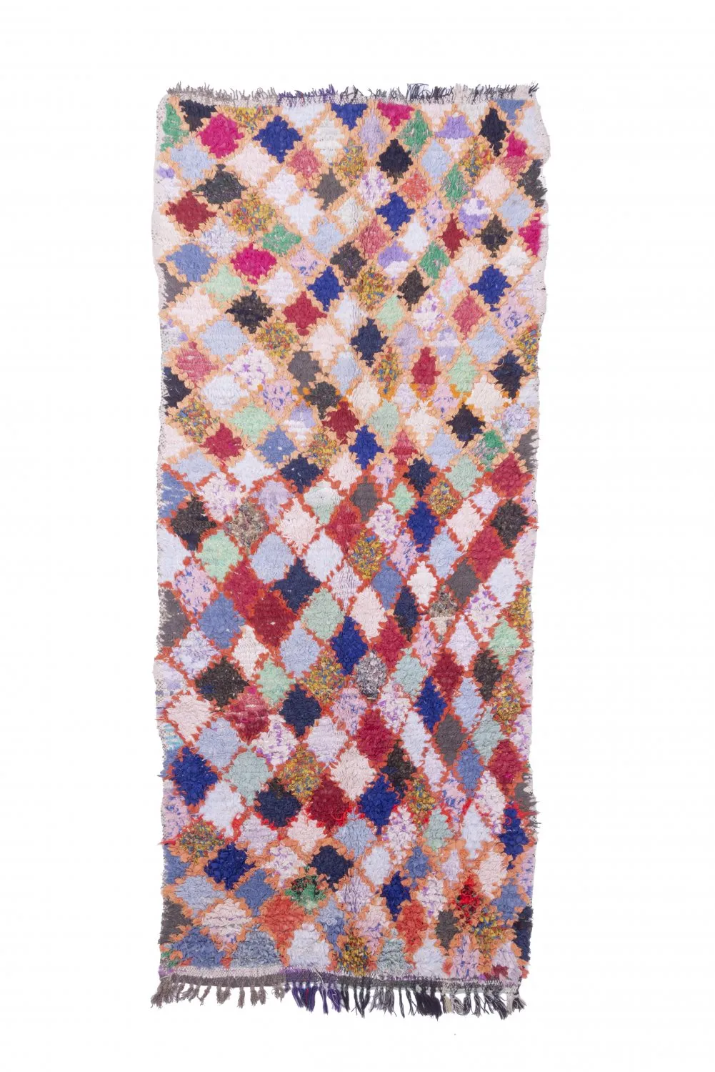 Marokkanische Berber Teppich Boucherouite 245 x 105 cm