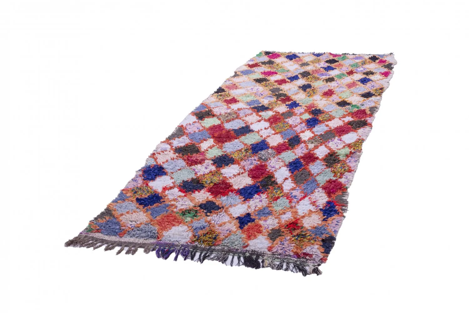 Marokkanische Berber Teppich Boucherouite 245 x 105 cm