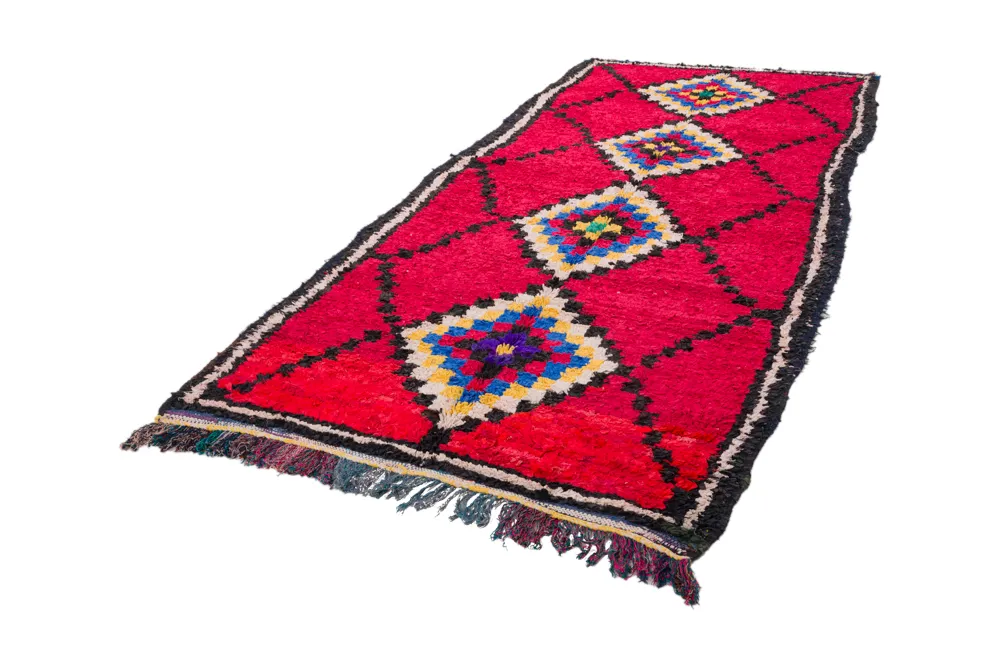 Marokkanischer Berber Teppich Boucherouite 310 x 145 cm