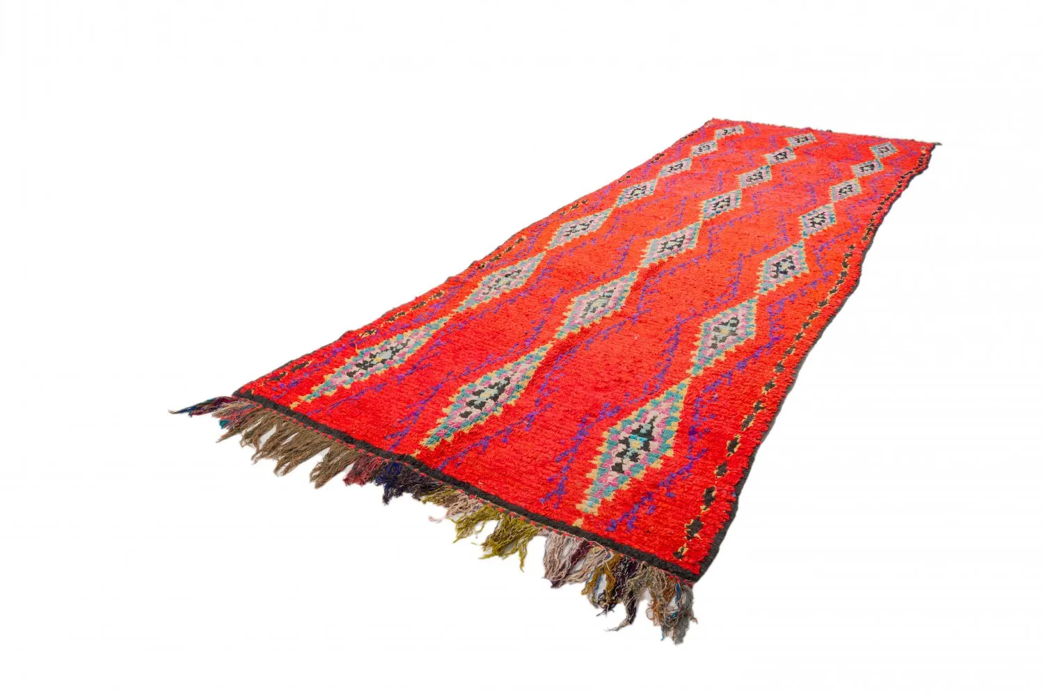 Marokkanischer Berber Teppich Boucherouite 440 x 135 cm
