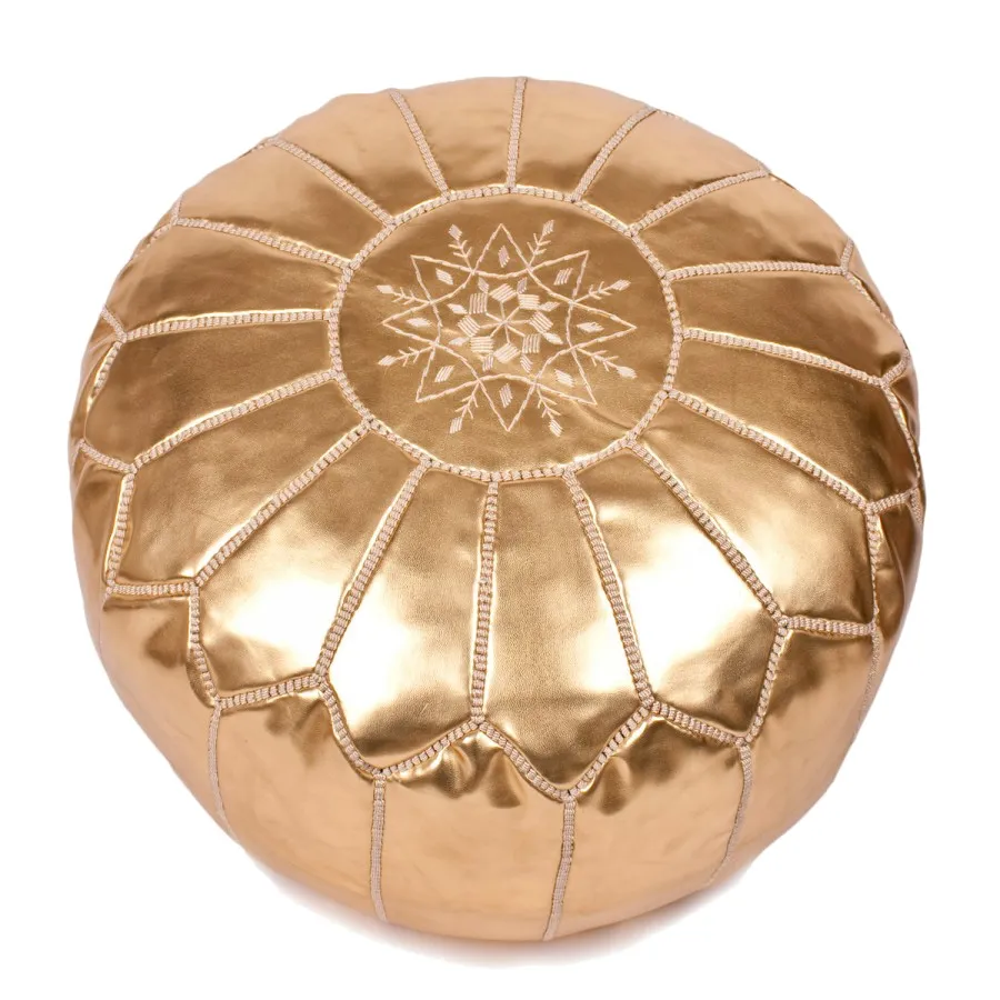 Sitzpoufs - Marokkanischer Leder-Pouf (Gold)