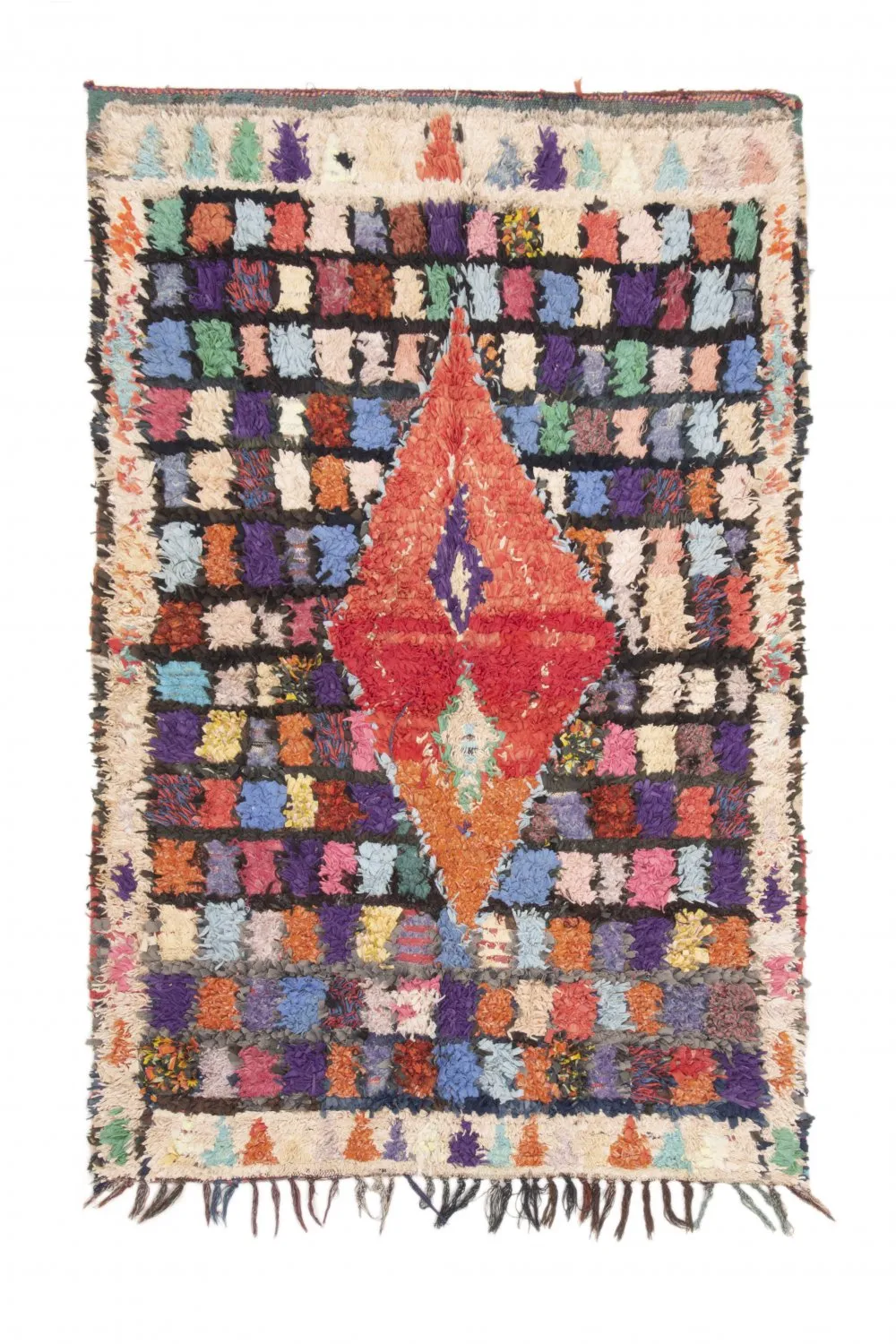 Marokkanischer Berber Teppich Boucherouite 195 x 125 cm