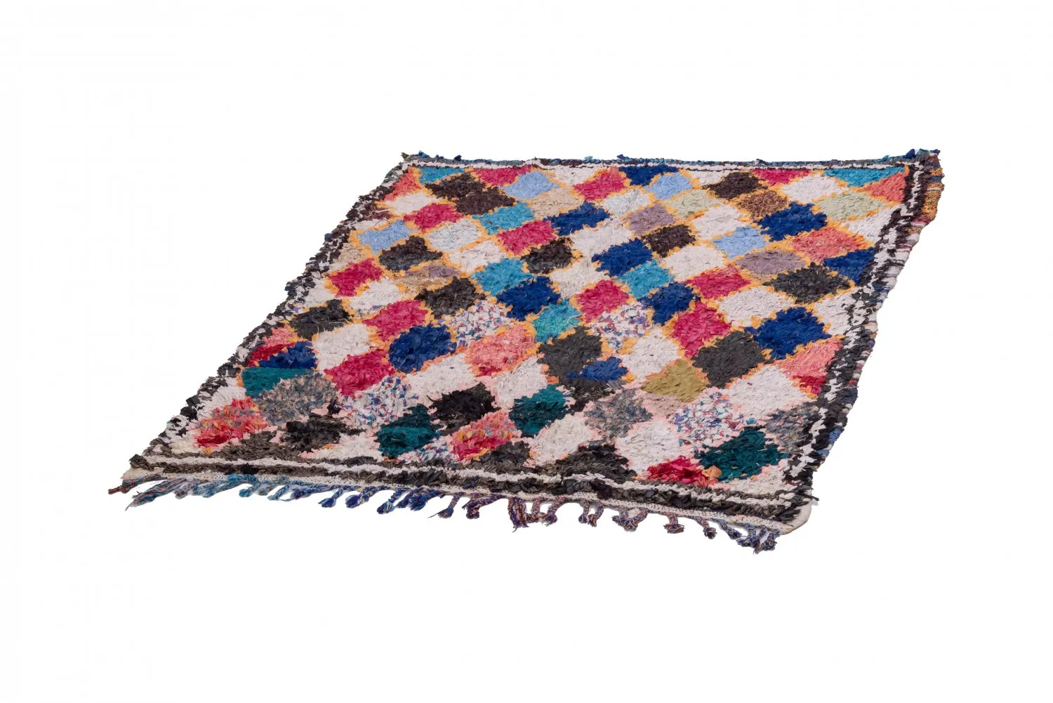 Marokkanische Berber Teppich Boucherouite 185 x 150 cm