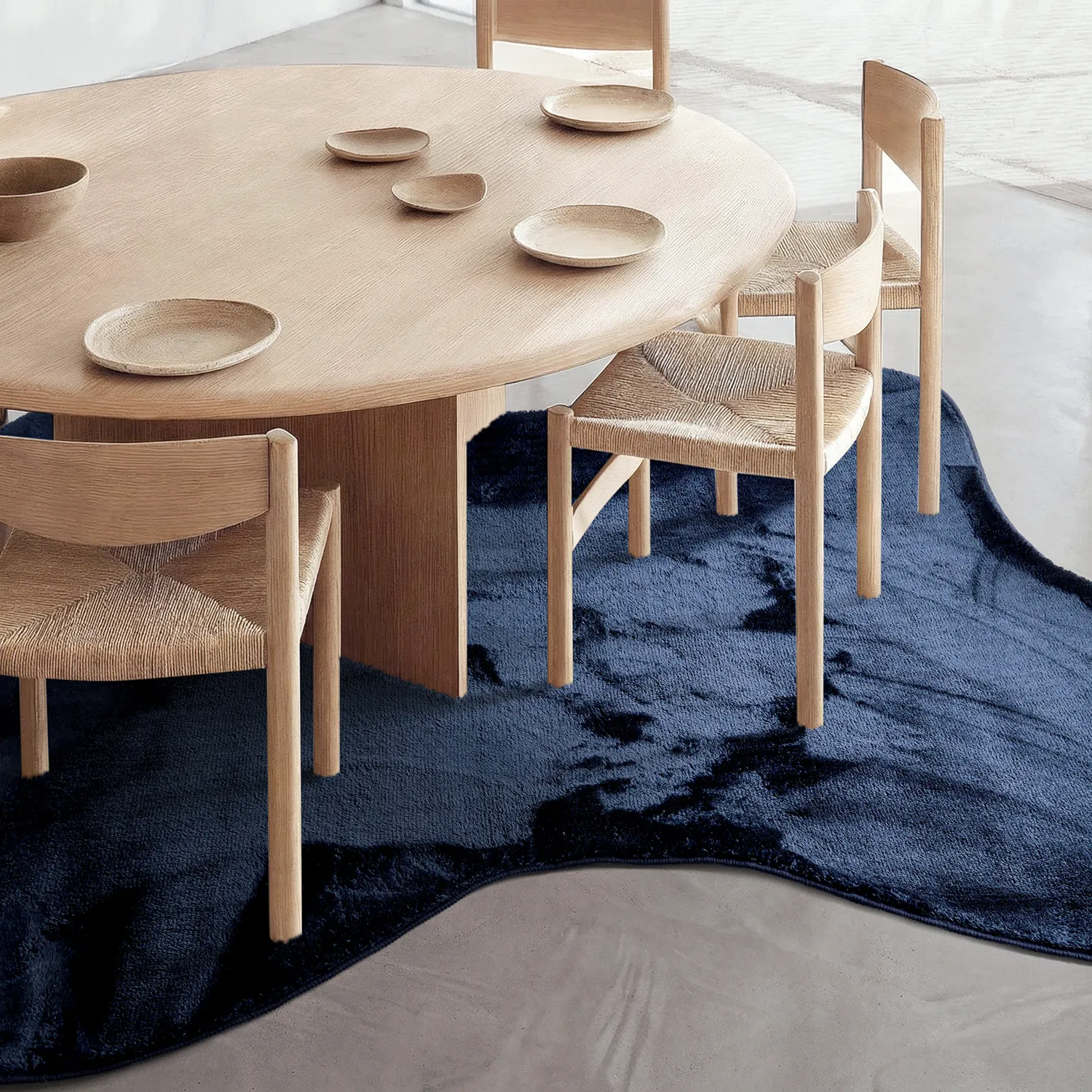 Asymmetrischer Wellen-Hochflor-Teppich - Aranga Super Soft Fur (dunkelblau)