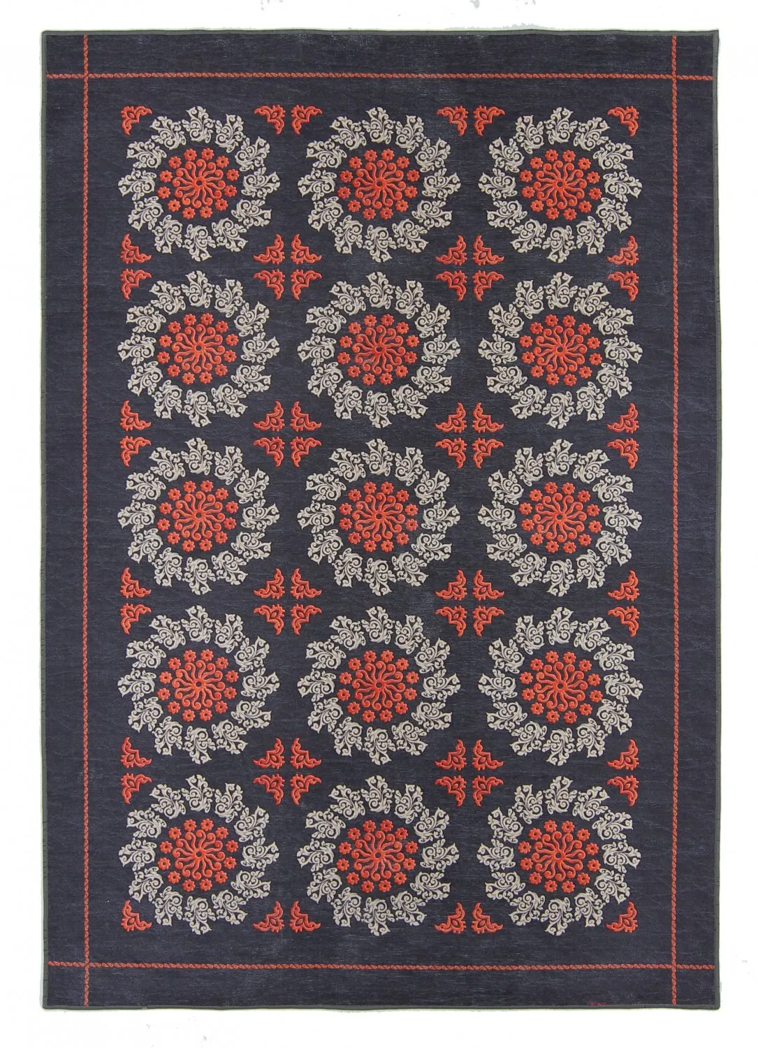 Wilton-Teppich - Florina (grau/blau/orange)