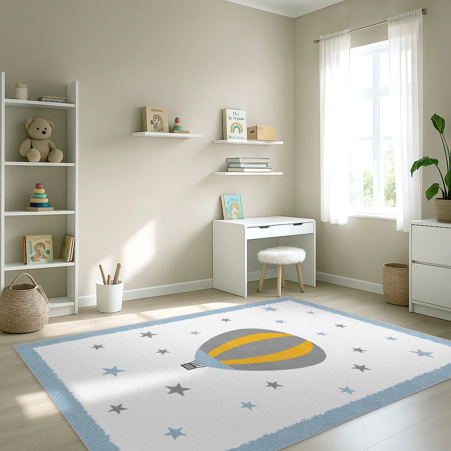 Kinderteppich - Alone Balloon (blau)