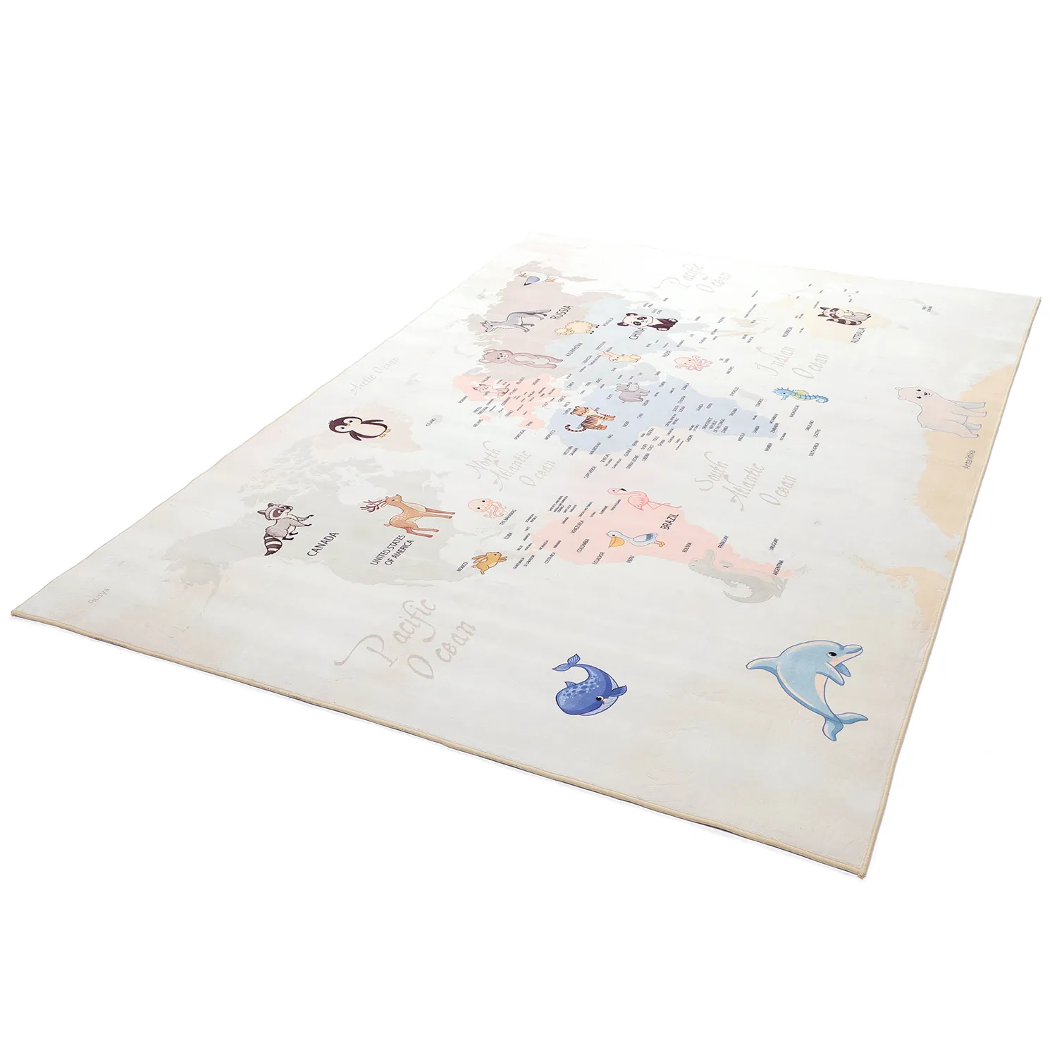 Kinderteppich - Animal Map (beige)