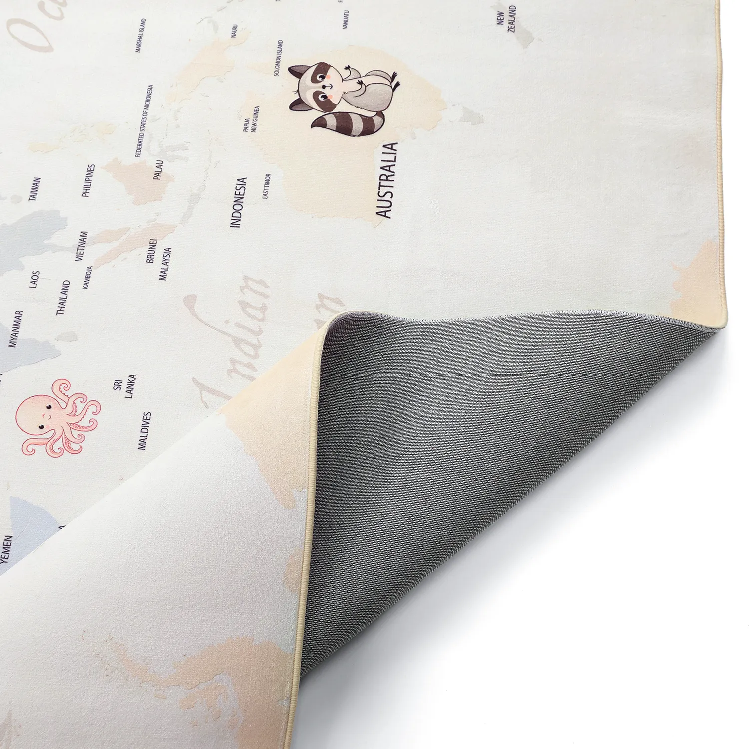 Kinderteppich - Animal Map (beige)