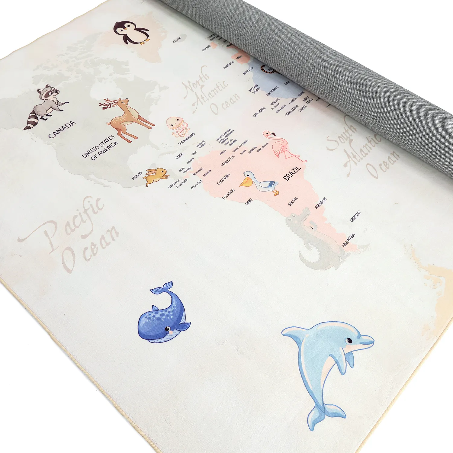 Kinderteppich - Animal Map (beige)