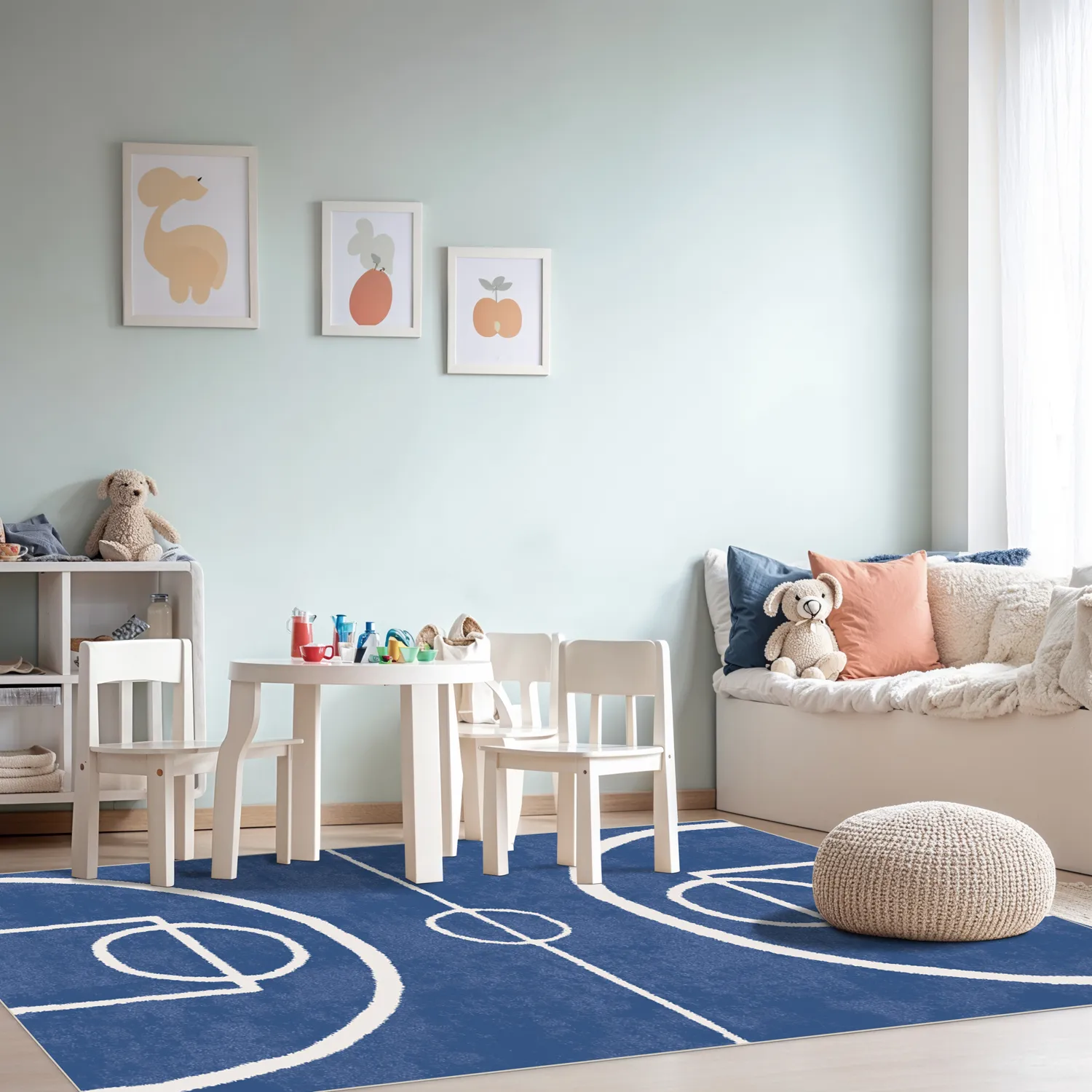 Kinderteppich - Basket (blau)