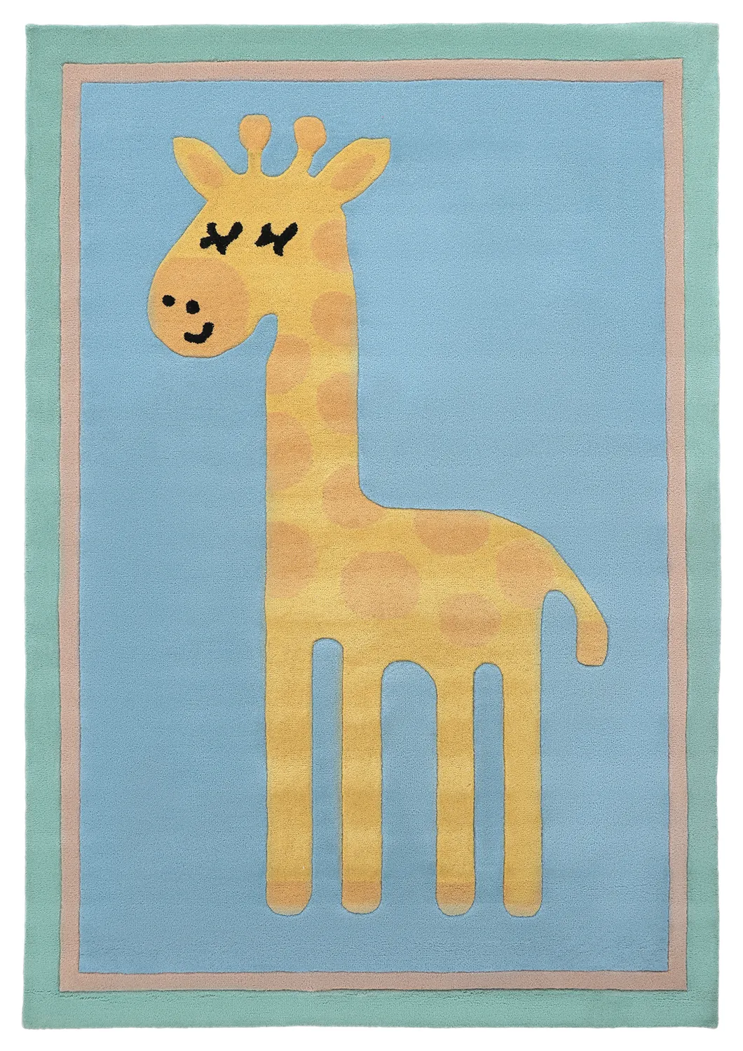 Kinderteppich - Giraffe Hand Tufted Wool Premium (hellblau/mehrfarbig)