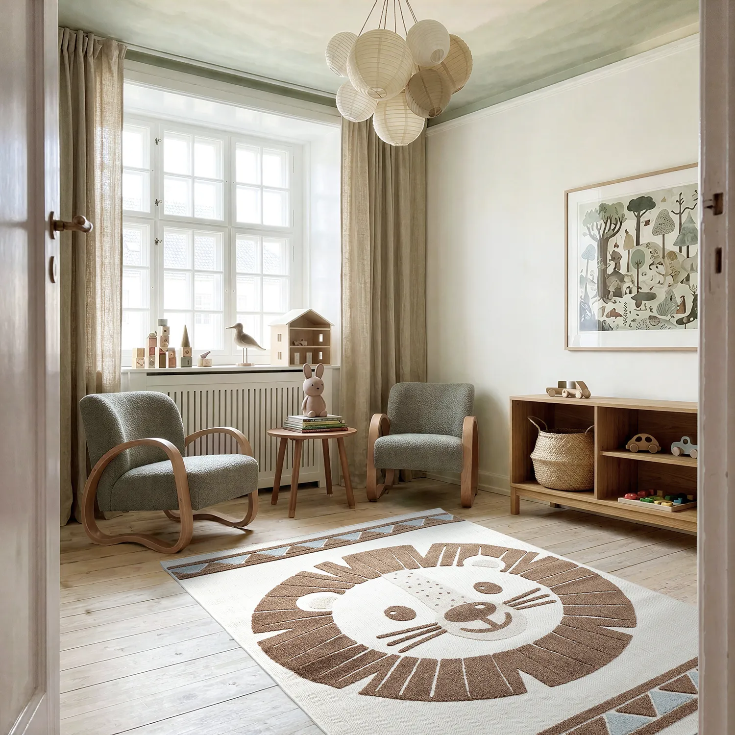 Kinderteppich - Kind Lion (creme/blau)