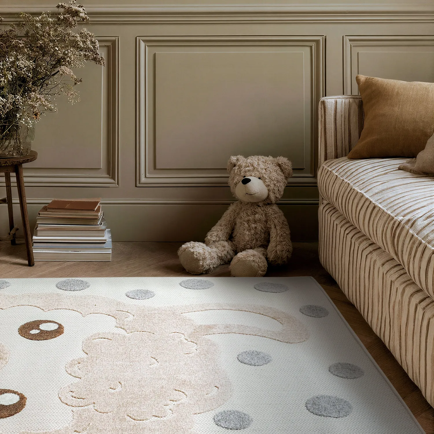 Kinderteppich - Kind Llama (creme/braun)
