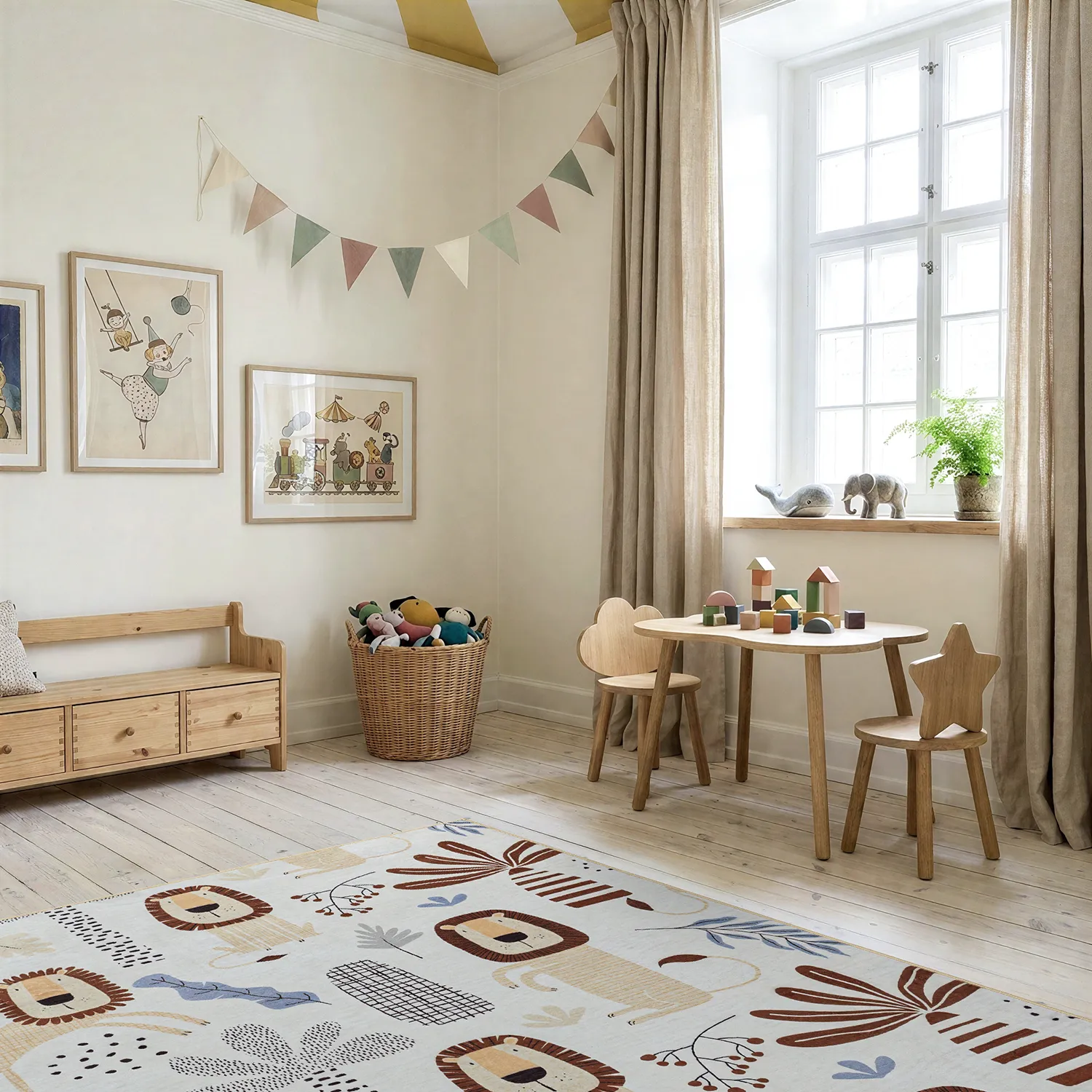Kinderteppich - Lion Friends (beige)