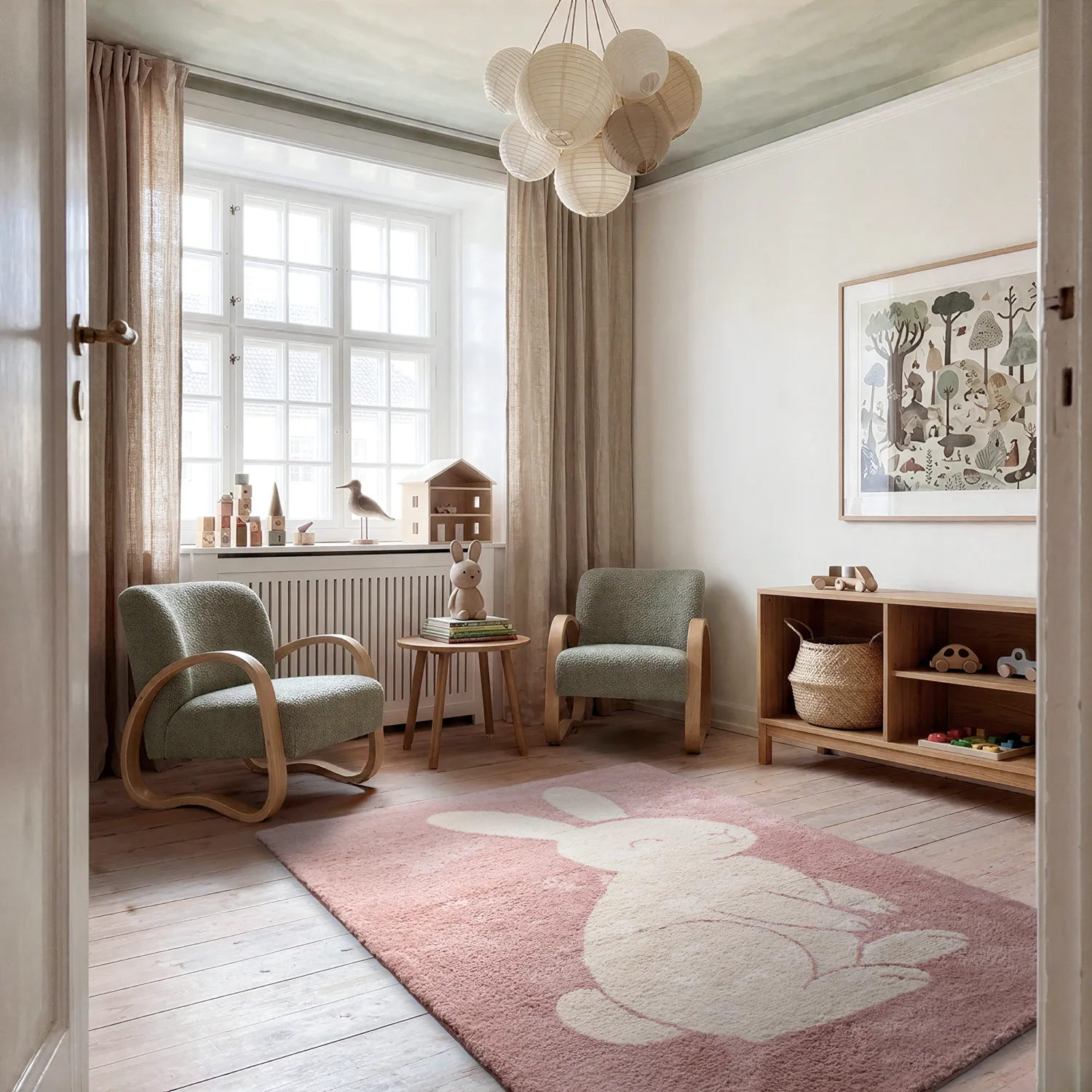 Kinderteppich - Soft Bunny (rosa/creme)