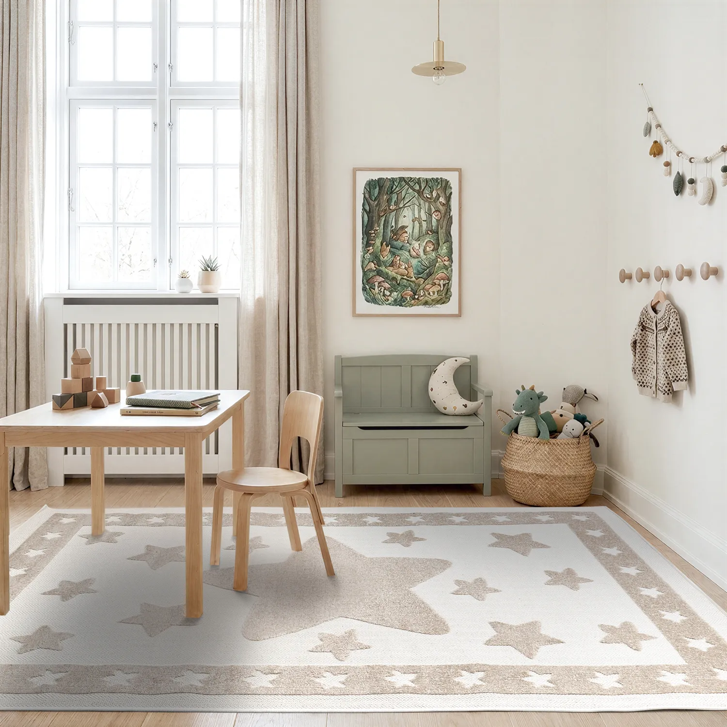 Kinderteppich - Star Frame (creme/braun)