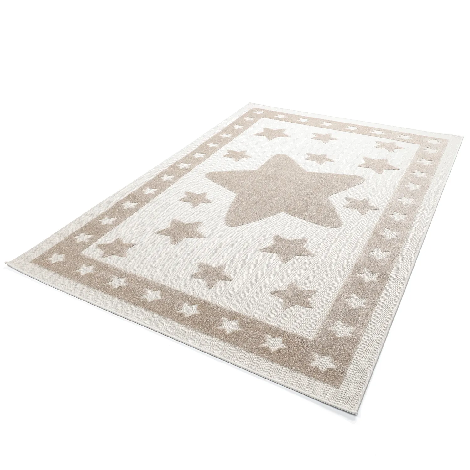 Kinderteppich - Star Frame (creme/braun)