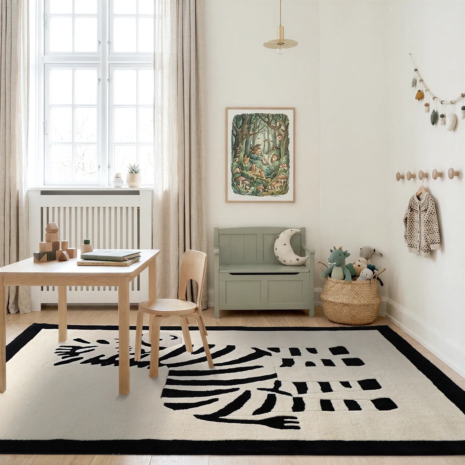 Kinderteppich - Zebra Hand Tufted Wool Premium (beige/schwarz)