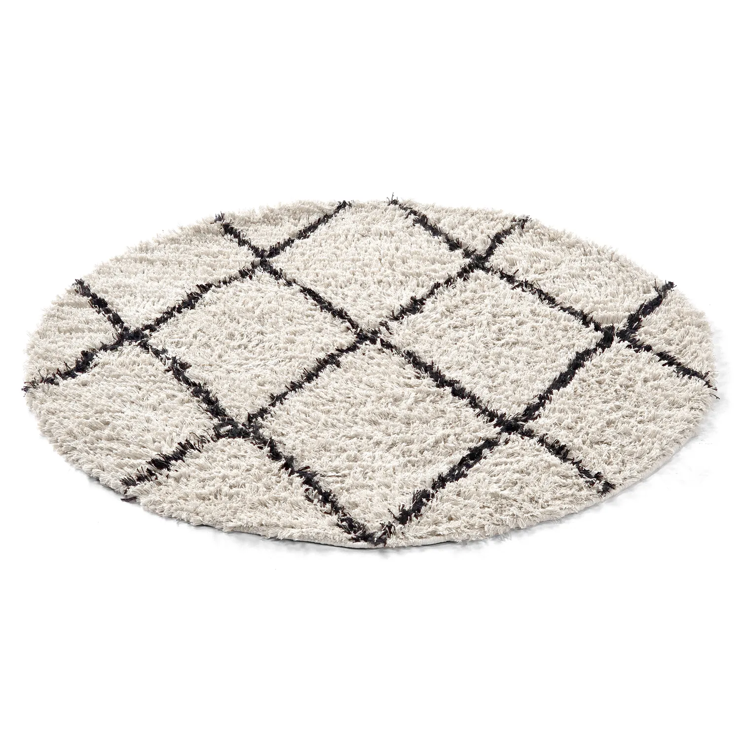 Rund Teppich - Alcott Natural Cotton Shaggy (schwarz/weiß)