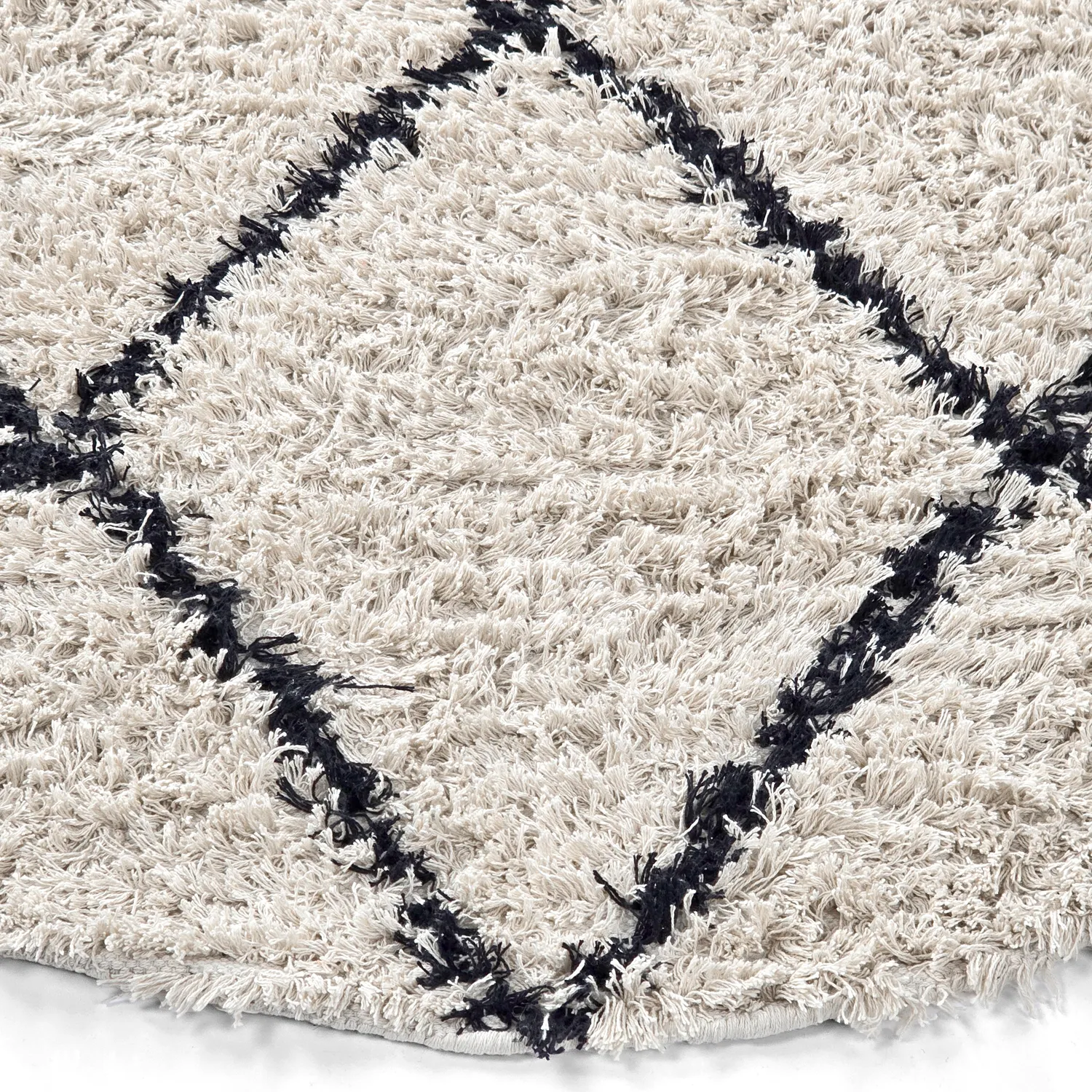 Rund Teppich - Alcott Natural Cotton Shaggy (schwarz/weiß)