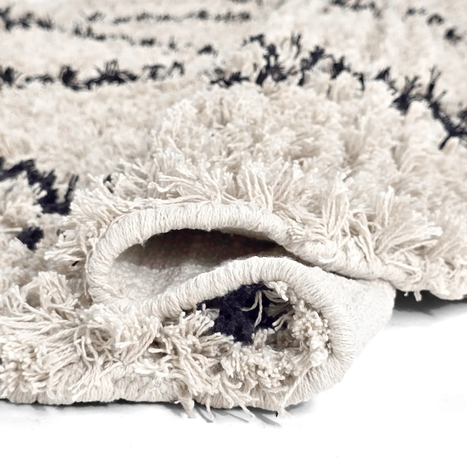 Rund Teppich - Alcott Natural Cotton Shaggy (schwarz/weiß)